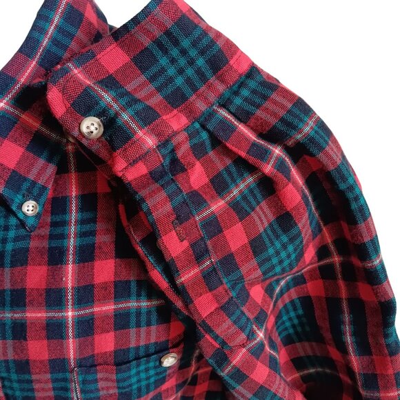 Vintage Mens Flannel Shirt XLT XL TALL 70's RED/GREEN ACRYLIC PLAID RELIC LOGGER - Picture 4 of 11